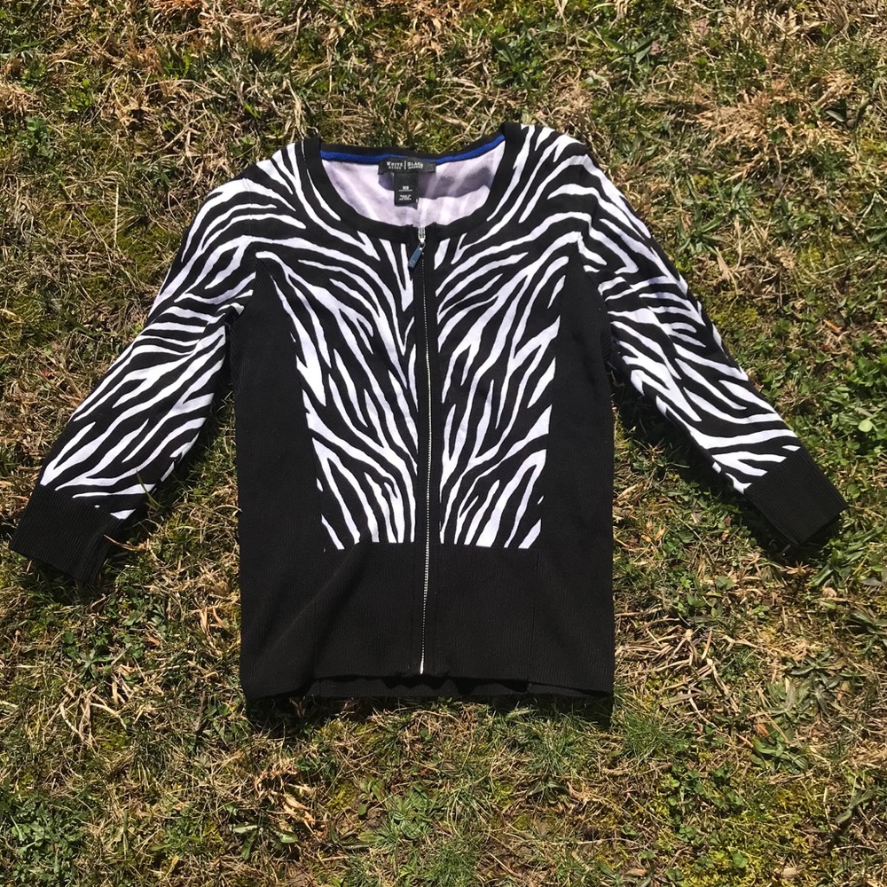 White House Black Market Zebra 3/4 Sleeve Top